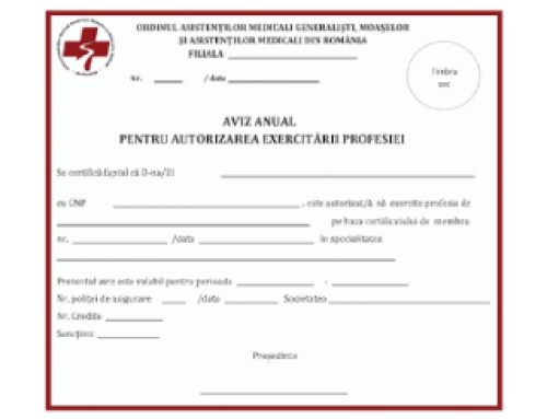 Autorizarea exercitării profesiei pentru anul 2026